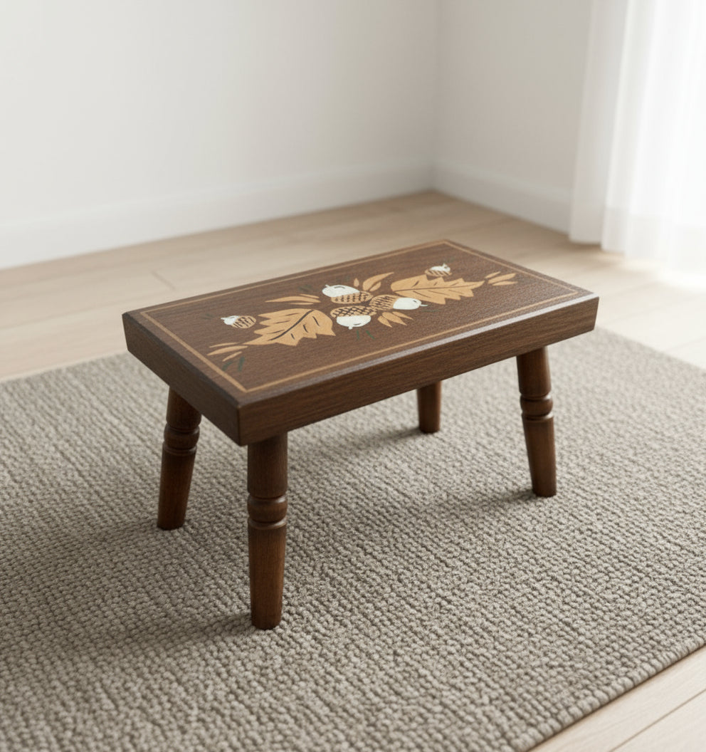 1991 Ebersol Chair Shop Handcrafted Wooden Footstool – 12