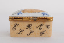 Load image into Gallery viewer, Hand-Painted Limoges France Porcelain Trinket Box – Script &amp; Quill Design
