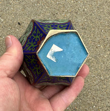 Load image into Gallery viewer, Chinese Cloisonné Enamel Hexagonal Lidded Jar with Landscape &amp; Bird Motif – 5.5” Tall
