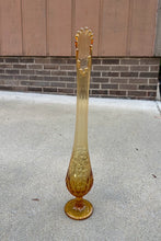 Load image into Gallery viewer, Amber Swung Glass Vase – 19.25” Tall Footed Mid-Century Elegance with 15 Ruffled Fingers

