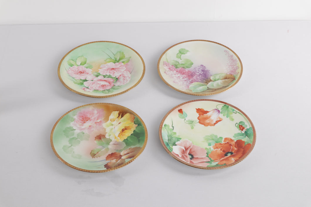 Set of 4 Vintage Richard Ginori Hand-Painted Floral Plates – Italy, 8.5