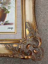 Load image into Gallery viewer, Original Oil Painting on Canvas – Floral Still Life with Daisies in Ornate Gilt Frame, 12&quot; x 18&quot;
