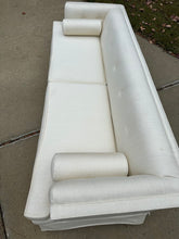 Load image into Gallery viewer, Elegant Ivory Mid-Century Modern Sofa / Couch - New Foam Cushions

