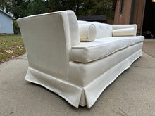 Load image into Gallery viewer, Elegant Ivory Mid-Century Modern Sofa / Couch - New Foam Cushions
