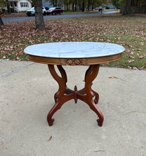 Load image into Gallery viewer, Victorian-Style Marble Top Parlor / Tea / Entry Table – 27.5” Tall
