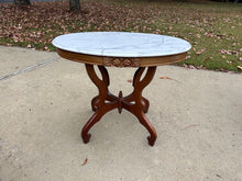 Load image into Gallery viewer, Victorian-Style Marble Top Parlor / Tea / Entry Table – 27.5” Tall
