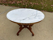 Load image into Gallery viewer, Victorian-Style Marble Top Parlor / Tea / Entry Table – 27.5” Tall
