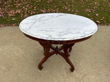 Load image into Gallery viewer, Victorian-Style Marble Top Parlor / Tea / Entry Table – 27.5” Tall
