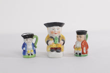 Load image into Gallery viewer, Set of 3 Vintage Miniature Toby Jugs – Hand-Painted Ceramic Pitchers, Made in Japan
