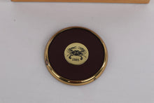 Load image into Gallery viewer, Vintage 1985 Brass-Rimmed Coaster Set with Wooden Box – Nautical Crab Design – Set of 6
