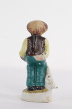 Load image into Gallery viewer, Vintage Hand-Painted Porcelain Figurine – Farmer Boy with Goose – Made in Japan – 5.25” Tall
