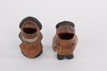 Load image into Gallery viewer, Vintage Hand-Carved Wooden Laughing Figures – &quot;You &amp; Me&quot; Folk Art Couple – 3.5” Tall
