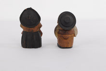 Load image into Gallery viewer, Vintage Hand-Carved Wooden Laughing Figures – &quot;You &amp; Me&quot; Folk Art Couple – 3.5” Tall
