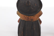 Load image into Gallery viewer, Vintage Hand-Carved Wooden Laughing Figures – &quot;You &amp; Me&quot; Folk Art Couple – 3.5” Tall
