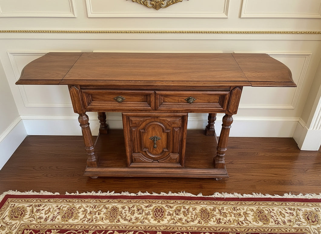 Thomasville Segovia Collection Solid Oak Drop-Leaf Server – Spanish Mediterranean Style