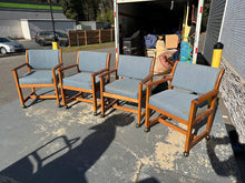 Load image into Gallery viewer, Oak Dining Set with 42&quot; Table &amp; Four Rolling Chairs
