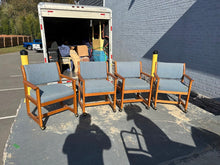 Load image into Gallery viewer, Oak Dining Set with 42&quot; Table &amp; Four Rolling Chairs
