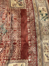 Load image into Gallery viewer, Large 14' x 10' Vintage Chinese Hand-Tufted Wool Area Rug – Peach, Ivory &amp; Floral Medallion Design
