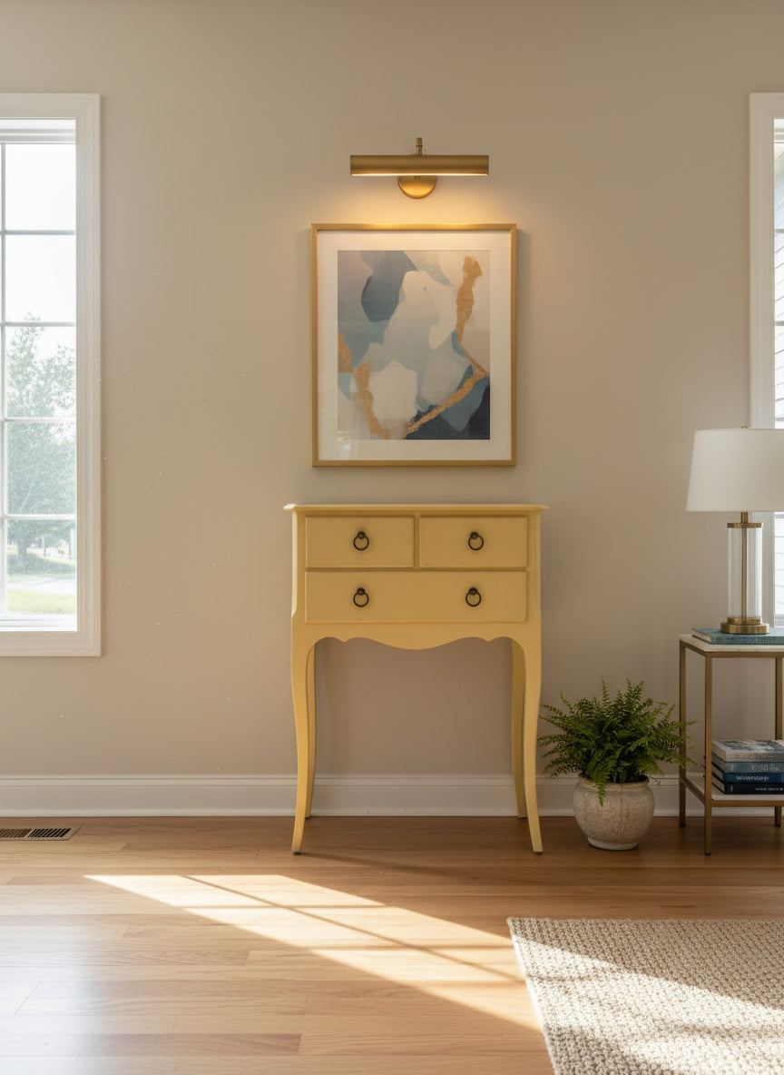 Elegant Yellow Console Table with Long Cabriole Legs