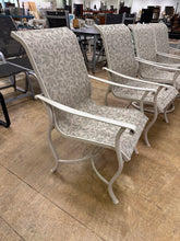 Load image into Gallery viewer, Set of 4 Aluminum Sling Patio Dining Chairs 2 Swivel Rockers White Leaf
