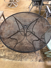 Load image into Gallery viewer, Round Black Wrought Iron Mesh Patio Dining Table Umbrella Hole
