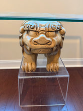 Load image into Gallery viewer, One-of-a-Kind Foo Dog Console Table with Acrylic Stands &amp; Glass Top
