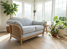 Load image into Gallery viewer, Coastal Blue Check Rattan Loveseat by Lane Venture
