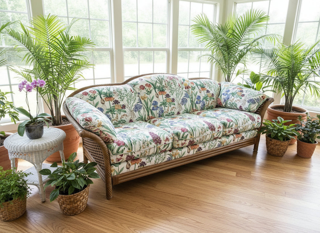 Lane Venture Floral Upholstered Rattan Sofa