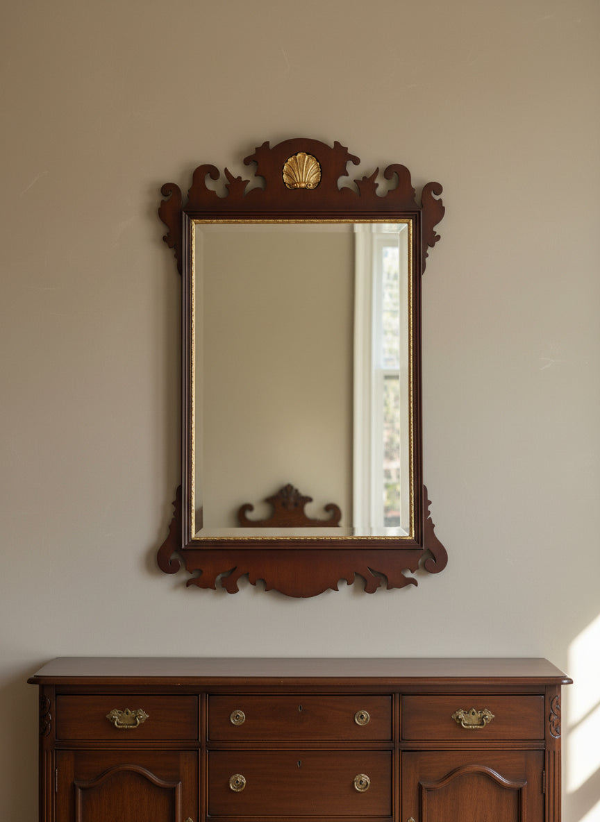 Chippendale-Style Solid Mahogany Wall Mirror – 29