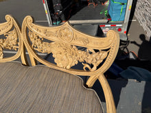 Load image into Gallery viewer, Early 1900s Carved Hotel Lobby Settee with Custom Upholstery
