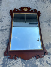 Load image into Gallery viewer, Chippendale-Style Solid Mahogany Wall Mirror – 29&quot; x 46.5&quot; – Carved Shell Crest &amp; Gilt Inner Trim
