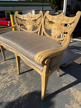 Load image into Gallery viewer, Early 1900s Carved Hotel Lobby Settee with Custom Upholstery
