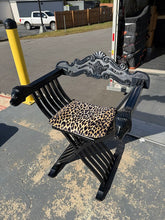 Load image into Gallery viewer, Black Savonarola (Dante) Chair with Leopard Upholstery
