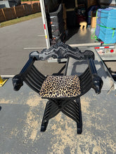 Load image into Gallery viewer, Black Savonarola (Dante) Chair with Leopard Upholstery
