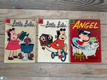 Load image into Gallery viewer, Dell Comics Lot (3 Issues) – Little Lulu ×2 + Angel ×1 – Classic 10¢ Kids’ Humor – 1950s/60s
