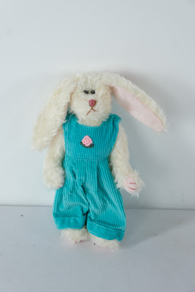 Ty Attic Treasures Collection “Ivy” the Bunny – Cream Plush Rabbit in Teal Corduroy Overalls | Buy One, Get One Half Off!