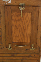 Load image into Gallery viewer, Antique Oak Ice Box Four Door Zinc Lined Refrigerator Original Hardware
