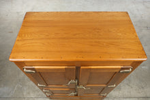 Load image into Gallery viewer, Antique Oak Ice Box Four Door Zinc Lined Refrigerator Original Hardware
