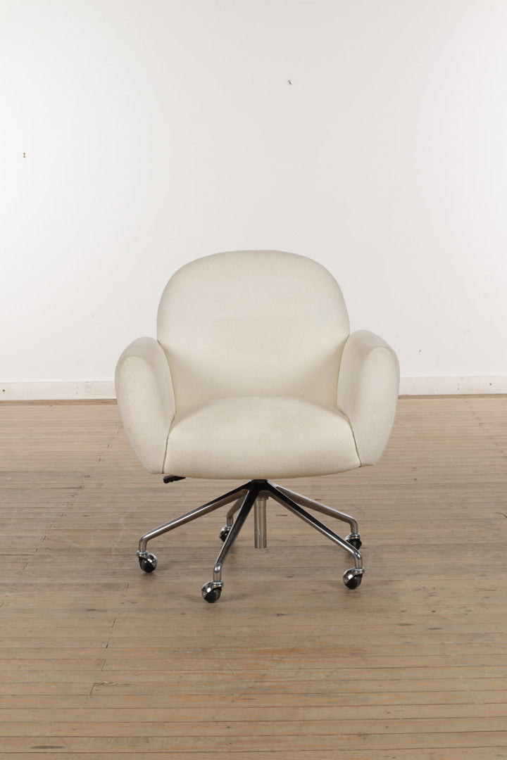 Imogen Ivory Upholstered Office Chair with Casters - Crate & Barrel