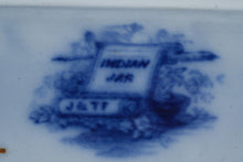 Load image into Gallery viewer, Antique J and T Furnival Indian Jar Flow Blue Transferware Platter 18 Inch 1840s
