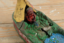 Load image into Gallery viewer, J E Stevens Chief Big Moon Cast Iron Mechanical Bank Frog Pond Bailey 1899
