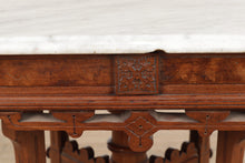 Load image into Gallery viewer, Intricately Carved Eastlake Tea / Foyer Table - Marble Top
