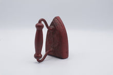 Load image into Gallery viewer, Antique Cast Iron Sad Iron Red Painted Wood Handle Decorative Flat Iron
