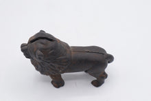Load image into Gallery viewer, Antique Cast Iron Lion Still Bank Coin Bank Figural Money Box
