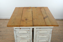 Load image into Gallery viewer, Vintage Farmhouse Industrial Kitchen Island from Repurposed Executive Desk

