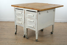 Load image into Gallery viewer, Vintage Farmhouse Industrial Kitchen Island from Repurposed Executive Desk
