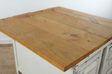 Load image into Gallery viewer, Vintage Farmhouse Industrial Kitchen Island from Repurposed Executive Desk
