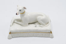 Load image into Gallery viewer, Italian Porcelain Greyhound Whippet Dog Figurine Gold Trim 5 Inch
