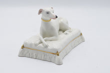 Load image into Gallery viewer, Italian Porcelain Greyhound Whippet Dog Figurine Gold Trim 5 Inch
