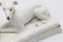 Load image into Gallery viewer, Italian Porcelain Greyhound Whippet Dog Figurine Gold Trim 5 Inch
